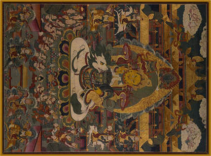 Vaisravana Image - Tibetan thangka painting, front view