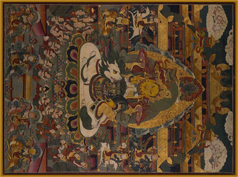 Vaisravana Image - Tibetan thangka painting, front view
