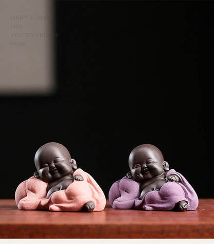 Purple Clay Maitreya Buddha Statues - Tibetan Buddhist statue, size reference