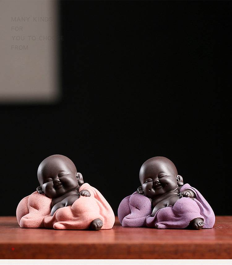 Purple Clay Maitreya Buddha Statues - Tibetan Buddhist statue, size reference