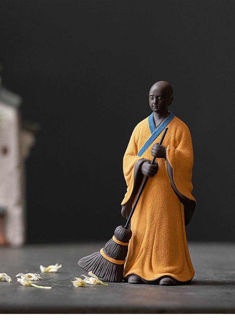 Sweeping Monk Buddha Statue - Tibetan Buddhist statue, view 12