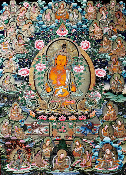 Manjusri Image - Tibetan thangka painting, front view
