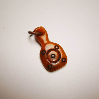 Yak Bone Amulet, Bell Shape Bead Counter Click Pendant - Tibetan Buddhist amulet, size reference