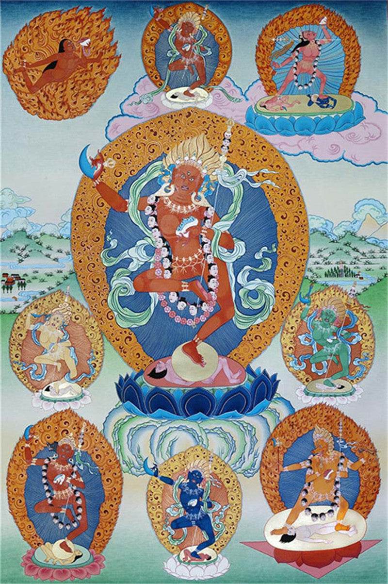 Vajravarahi Image - Tibetan thangka painting, front view