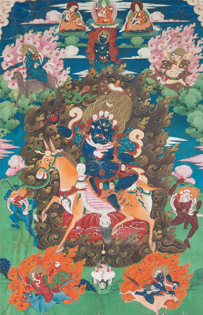Palden Lhamo / Magzor Gyalmo / Shri Devi - 18th Century - Tibetan thangka painting, front view