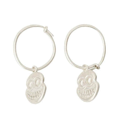 The God of Impermanence Silver Earrings - Tibetan Buddhist art, view 7