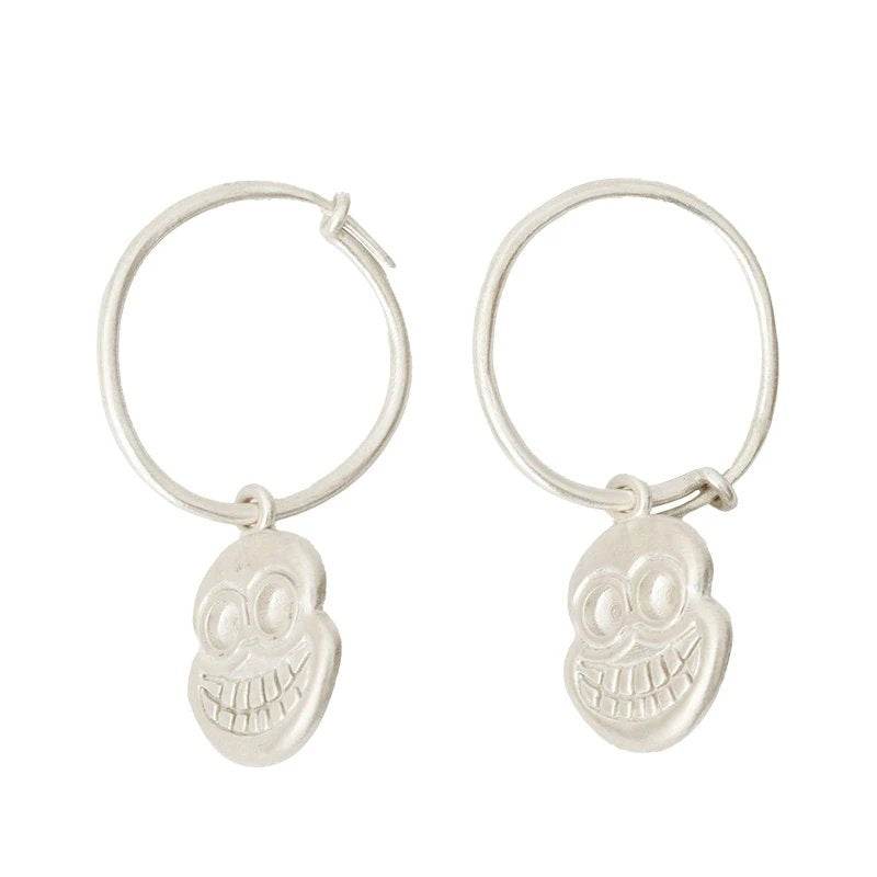 The God of Impermanence Silver Earrings - Tibetan Buddhist art, view 7
