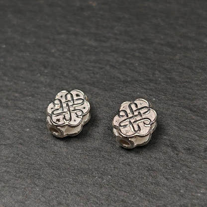 Sterling Silver Lucky Knot Bead,0.4" - Tibetan Buddhist art, view 8