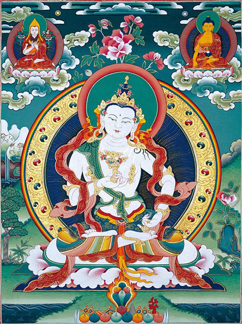 Vajrasatva Image - Tibetan thangka painting, front view