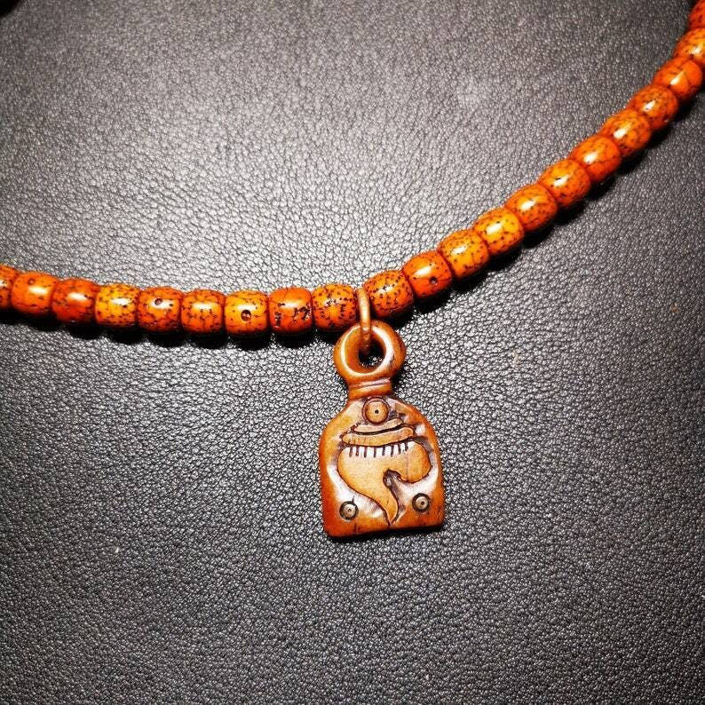 Amulet,Conch Pendant, Bead Counter Clip Pendant 1.0"×.0.7" - Tibetan Buddhist amulet, view 7