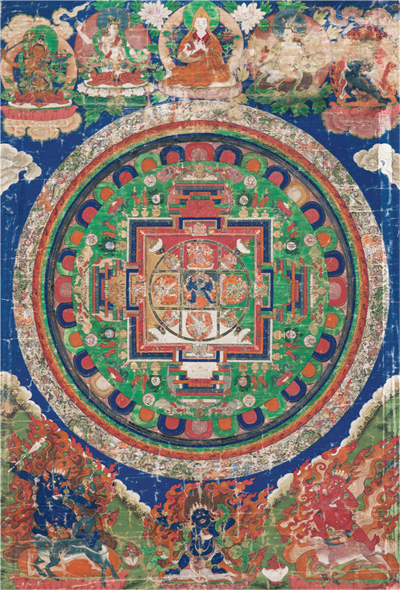 Yamantaka \ Vajrabhairava Image - Tibetan thangka painting, front view