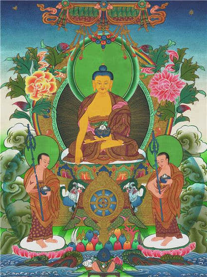 Shakyamuni Image - Tibetan thangka painting, front view