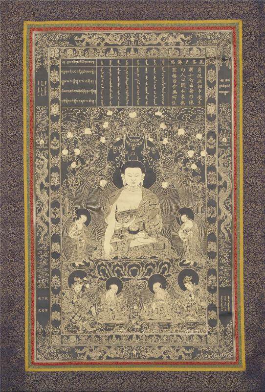 Vipasyin - Tibetan thangka painting, front view