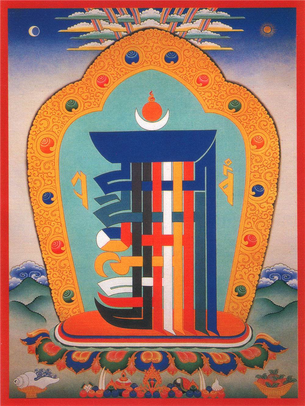 The design of Gathering Ten Powerful Elements - Tibetan thangka painting, front view