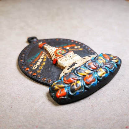Tibetan Buddhist Statue,Stupa Badge,Pagoda Amulet - Tibetan Buddhist amulet, size reference