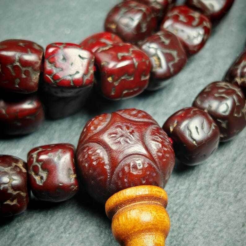Mala Necklace,Old 8mm 108 Rudraksha Prayer Beads - Tibetan Buddhist mala beads, view 7