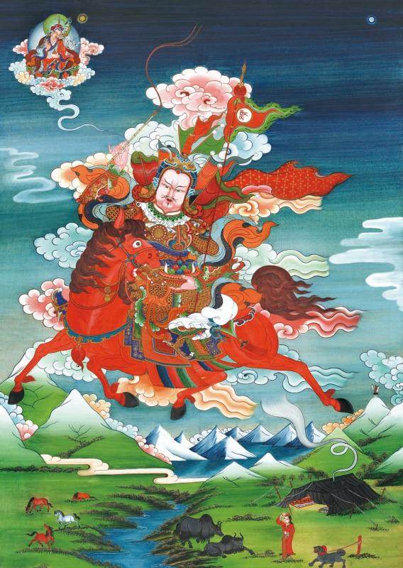 King Gesar - Tibetan thangka painting, front view