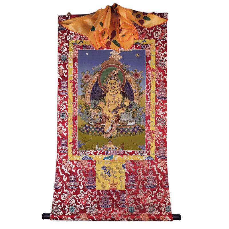 Yellow Jambhala Image - Tibetan thangka painting, view 7