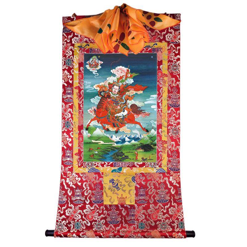 King Gesar - Tibetan thangka painting, detailed view