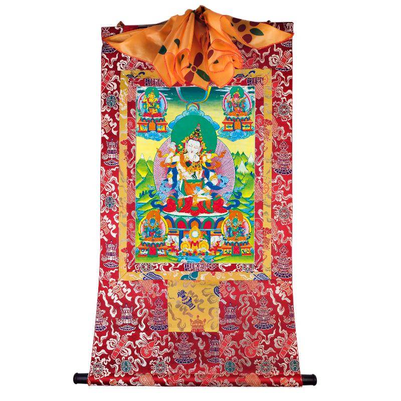 Vajrasattva in Yab Yum - Tibetan thangka painting, view 17