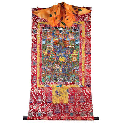 Vajrakilaya - Dorje Phurba - Tibetan thangka painting, detailed view