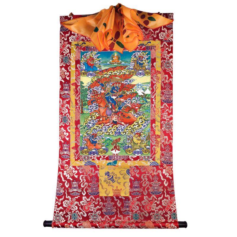 Palden Lhamo / Magzor Gyalmo / Shri Devi - Tibetan thangka painting, detailed view