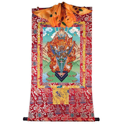 Vajrakilaya - Dorje Phurba - Tibetan thangka painting, detailed view