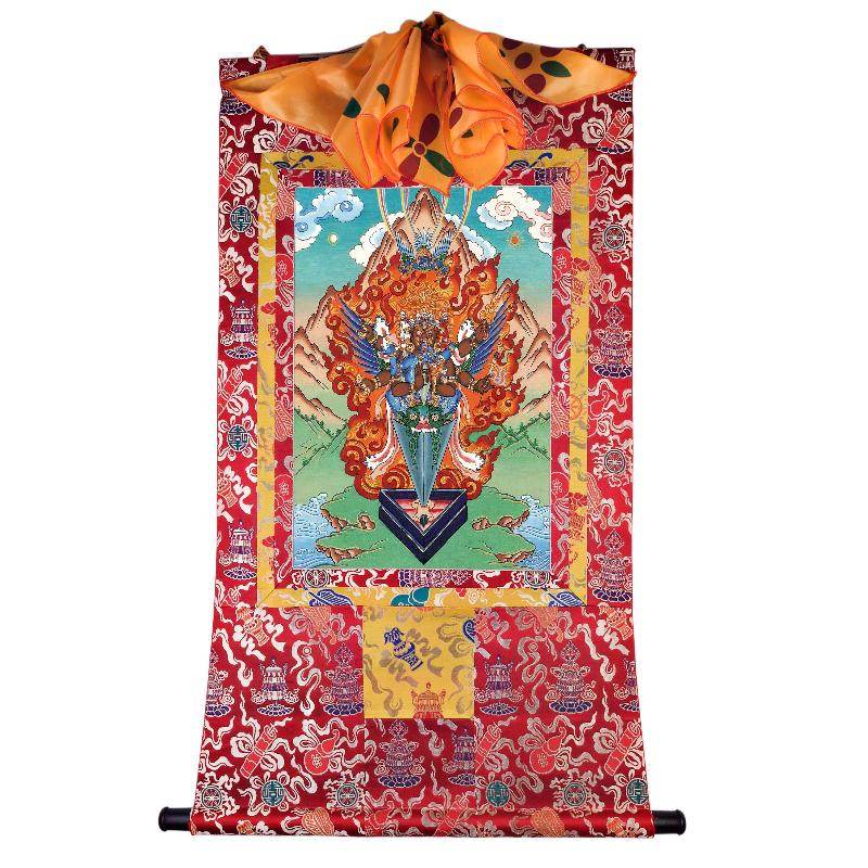 Vajrakilaya - Dorje Phurba - Tibetan thangka painting, detailed view
