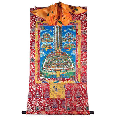 Tsongkhapa's Refuge Tree - Tibetan thangka painting, detailed view