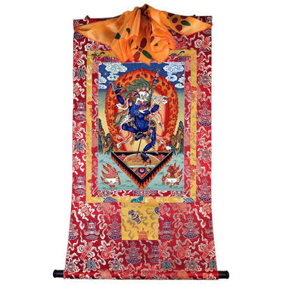 Lion-faced Dakini - Simhamukha - -Simhavaktra -Longsal Sengmar - Tibetan thangka painting, view 17