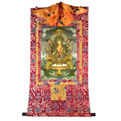 Maitreya - Future Buddha - Tibetan thangka painting, detailed view