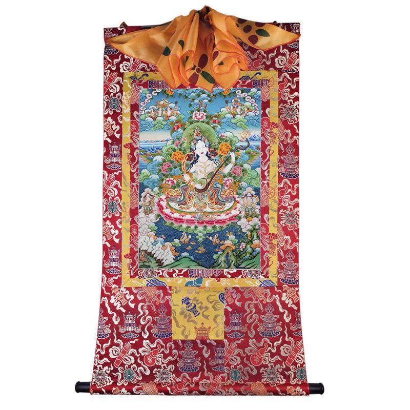 Saraswati Image - Tibetan thangka painting, view 7