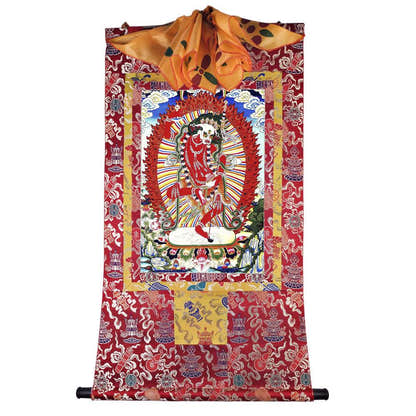 Lion-faced Dakini - Simhamukha - -Simhavaktra -Longsal Sengmar - Image - Tibetan thangka painting, view 7