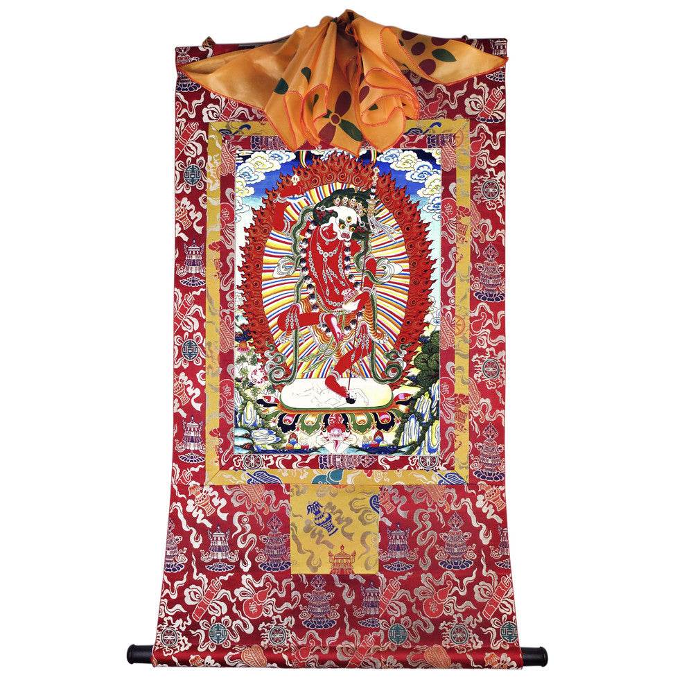 Lion-faced Dakini - Simhamukha - -Simhavaktra -Longsal Sengmar - Image - Tibetan thangka painting, view 7