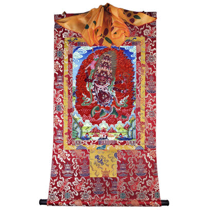 2760-唐卡-HBMT-064喇呼拉护法-300dpi - Tibetan thangka painting, detailed view