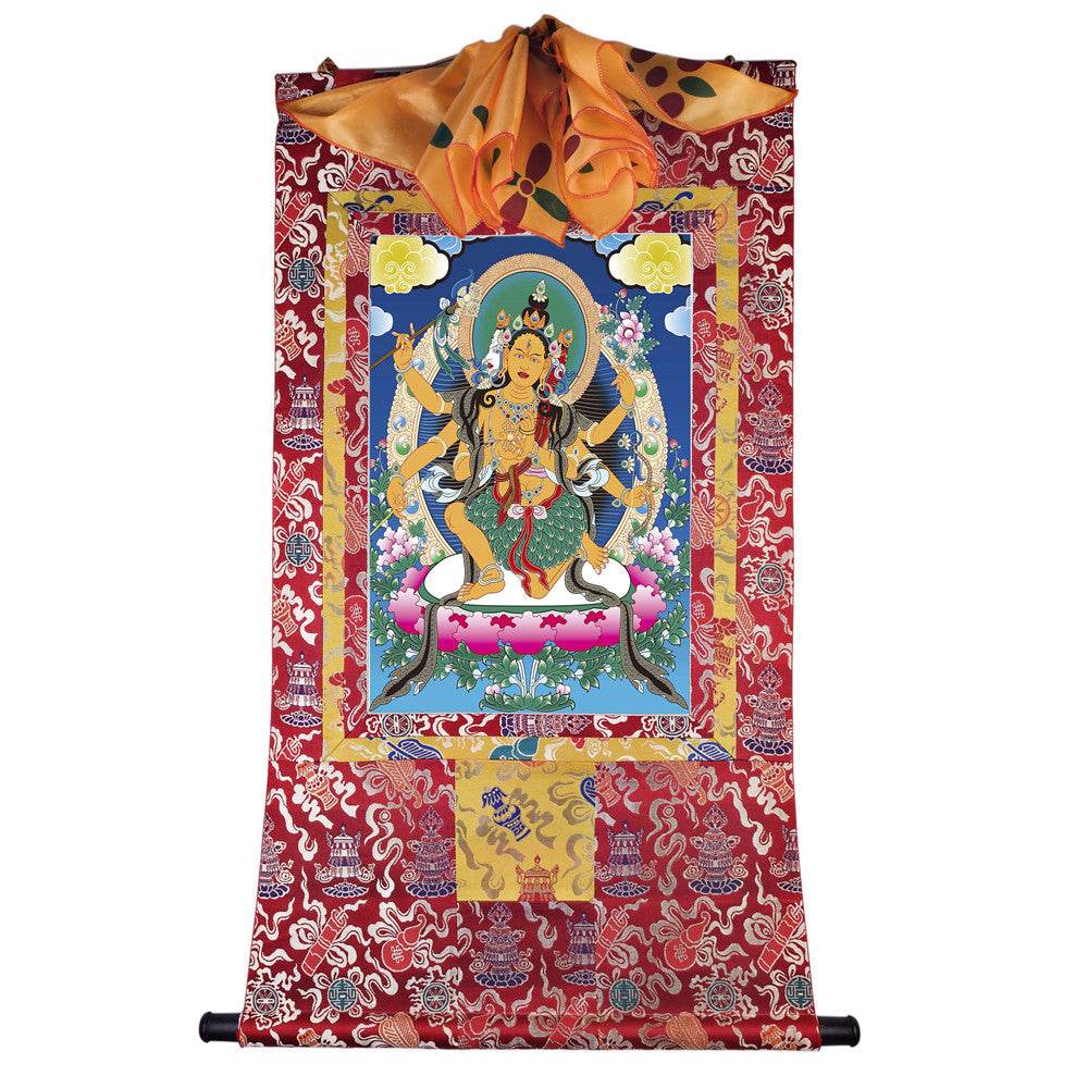 Mind-Parnashavari - Tibetan thangka painting, detailed view