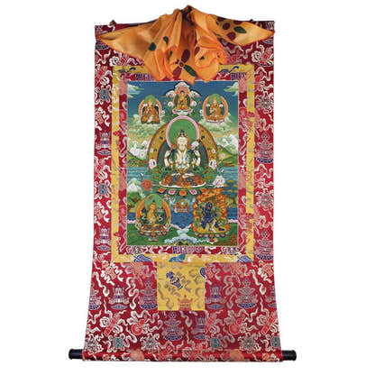 Chenrezig Image - Tibetan thangka painting, view 7