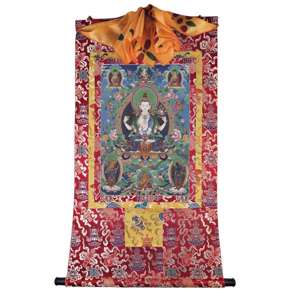 Chenrezig Image - Tibetan thangka painting, view 7