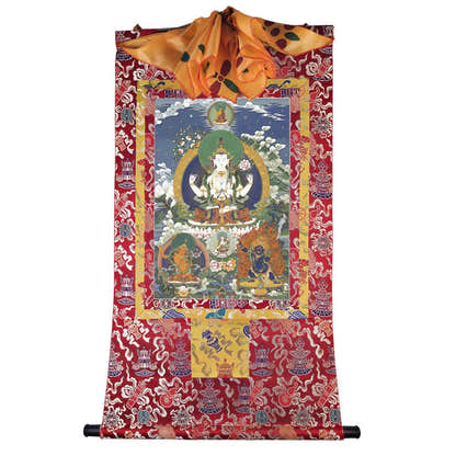 Chenrezig Image - Tibetan thangka painting, view 7
