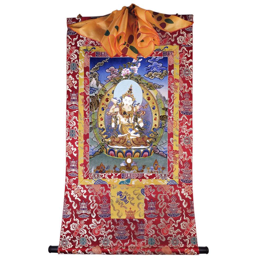 Vajrasattva in Yab Yum - Tibetan thangka painting, view 14