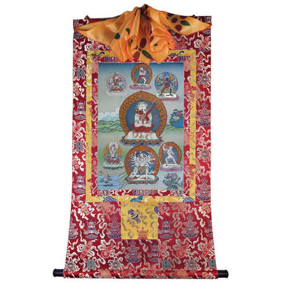 Vajrasattva in Yab Yum - Tibetan thangka painting, view 14