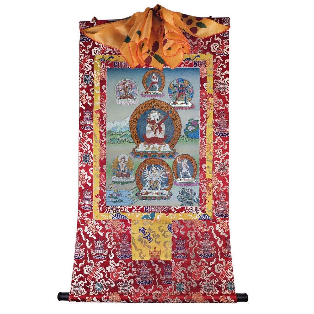 Vajrasattva in Yab Yum - Tibetan thangka painting, view 14