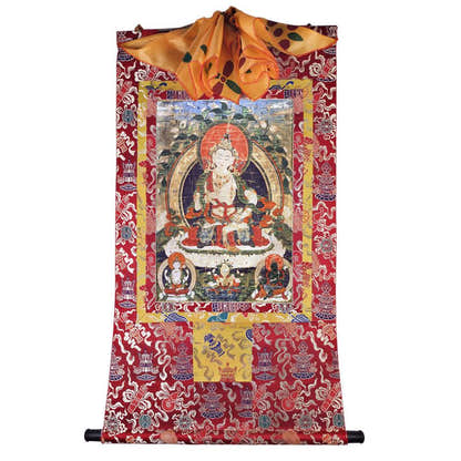 Vajrasattva - 14th Century Old Version - Tibetan thangka painting, view 14