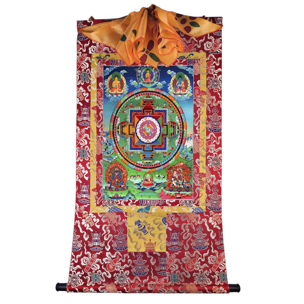 Mandala of Medicine Buddha - Tibetan thangka painting, detailed view