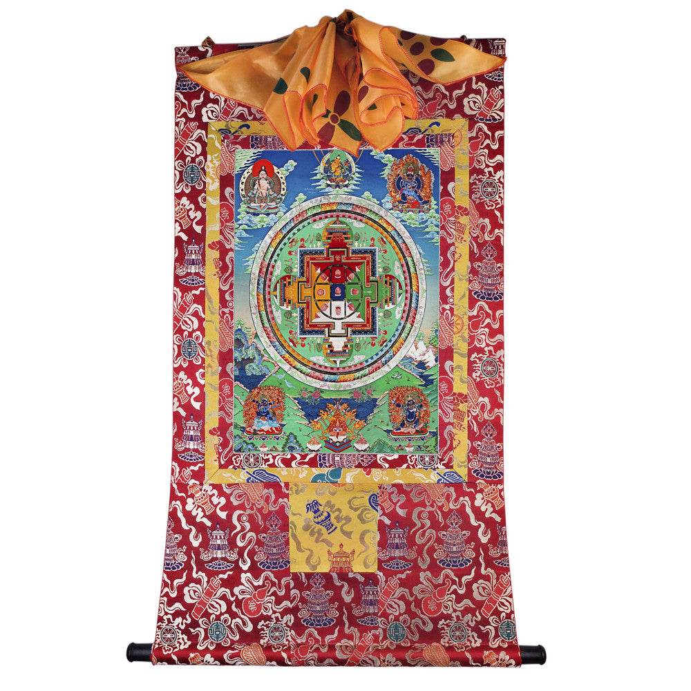 Vajrabhairava / Yamantaka Madala - 17th Century Old Version - Tibetan thangka painting, detailed view