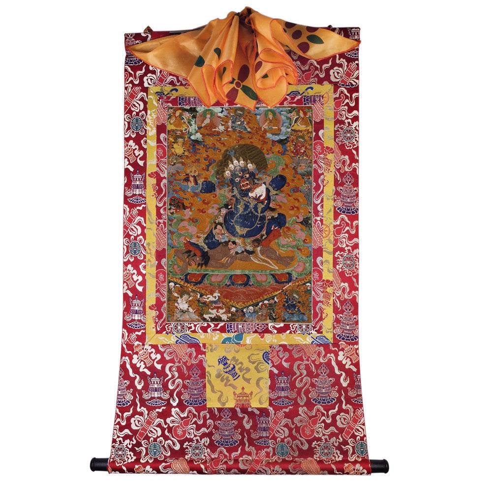 Mahakala - Tibetan thangka painting, detailed view