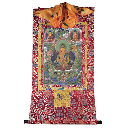 Avalokiteshvara - Tibetan thangka painting, detailed view