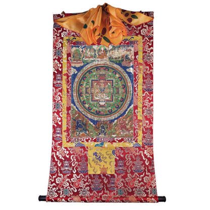 Vajrabhairava / Yamantaka Madala - 14th Century Old Version - Tibetan thangka painting, detailed view