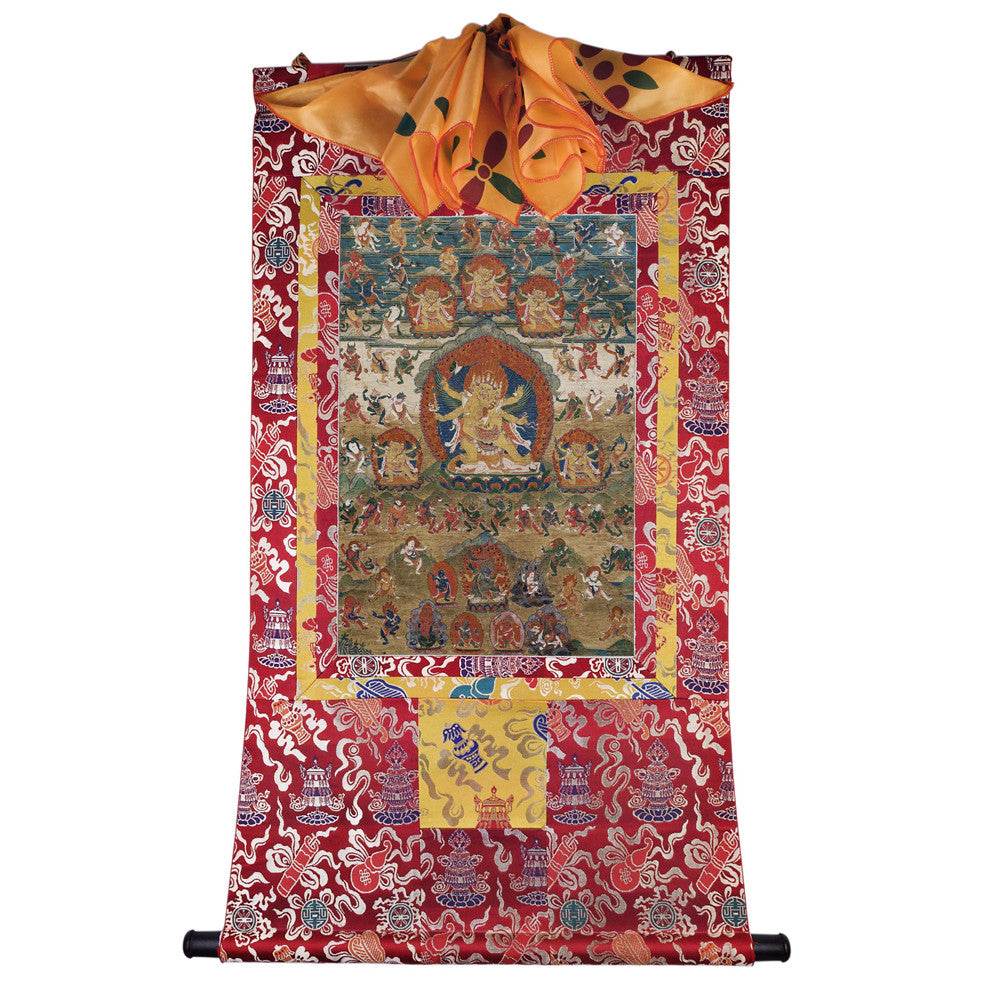 Vajrakilaya - Dorje Phurba - 16th Century Old Version - Tibetan thangka painting, detailed view
