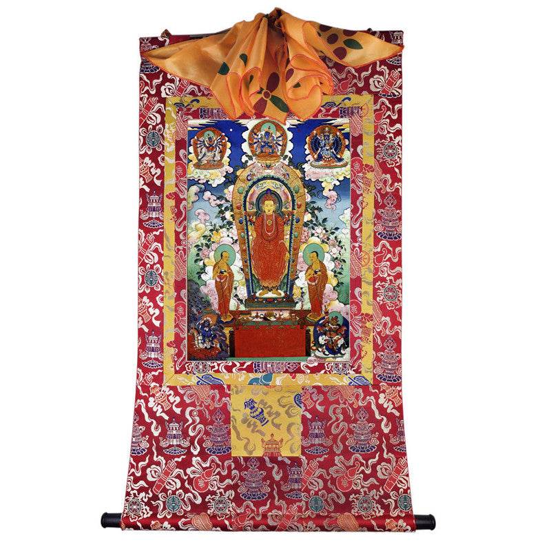 Shakyamuni Buddha: Sandalwood Buddha Image - Tibetan thangka painting, view 7